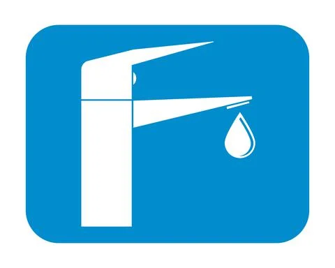 Faucet with a falling drop of water. Vector icon. Silhouette. Stock Illustration