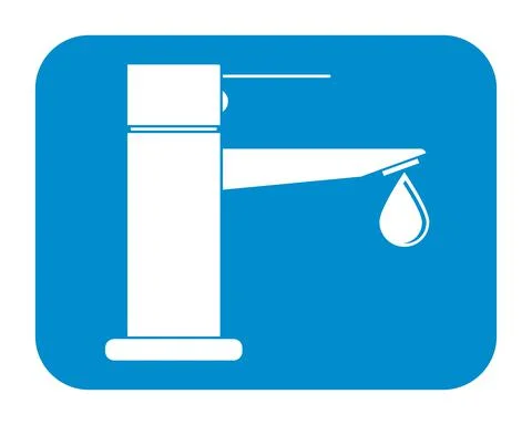 Faucet with a falling drop of water. Vector icon. Silhouette. Stock Illustration