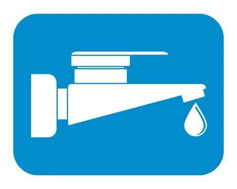 Faucet with a falling drop of water. Vector icon. Silhouette. Stock Illustration