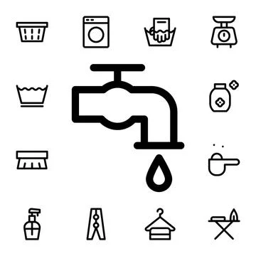 Faucet flat vector icon in laundry pack Stock Illustration