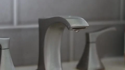 Faucet head with a drop of water. Stock Footage 334969682
