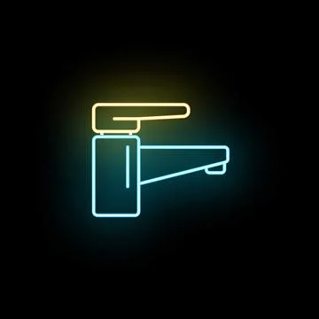 Faucet icon glowing with blue and orange neon light Stock Illustration