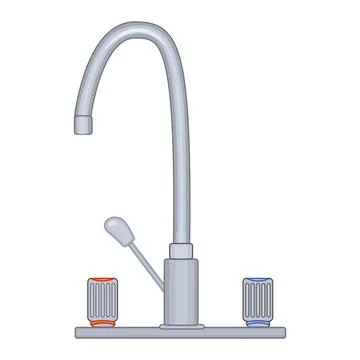 Faucet isolated on white background. Water faucet or mixer tap. Metal crane. Stock Illustration