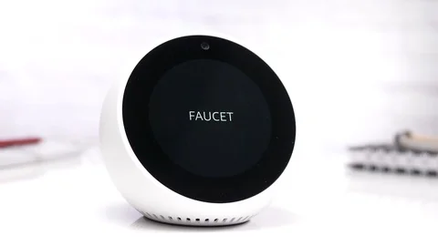FAUCET ON Message on a Smart Home Assistant Display Screen Stock Footage 94090267