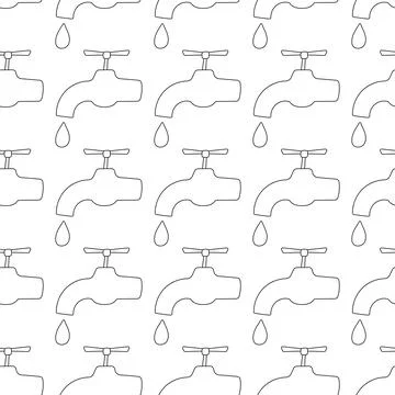 Faucet plumbing resource saving water eco textile Stock Illustration