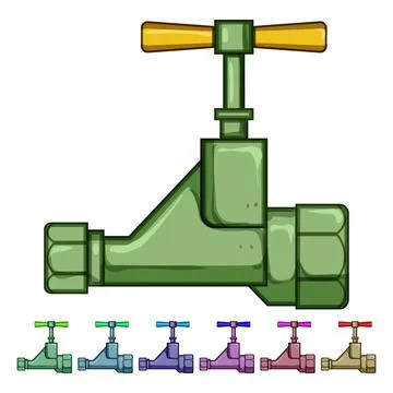 Faucet plumbing valve cartoon vector graphic Stock Illustration