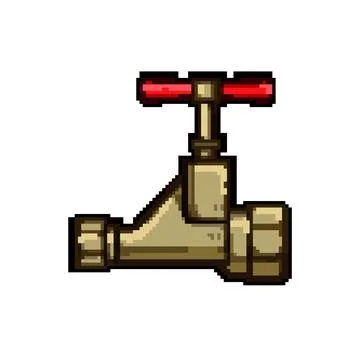 Faucet plumbing valve pixel art vector illustration Stock Illustration
