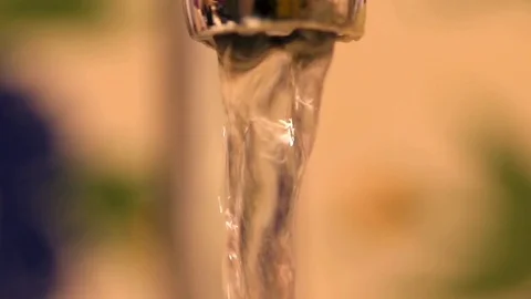 Faucet running water.Medium flow Macro shoot Stock Footage 82538960