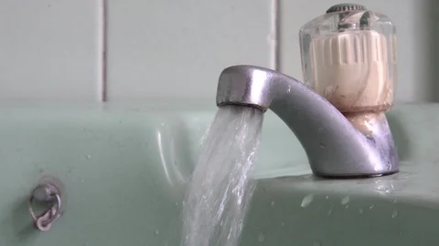 Faucet with water, close up. Stock Footage 95841488