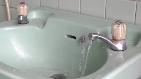 Faucet with water, close up. Video stock 95898681