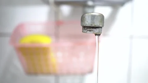Faucet with water, close up. Stock Footage 98594676