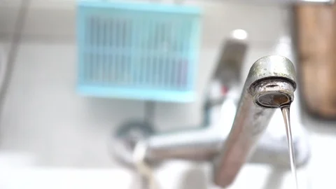 Faucet with water, close up. Stock Footage 98594696