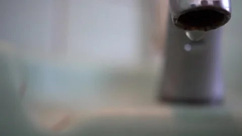 Faucet with water, close up. Stock Footage 100055191