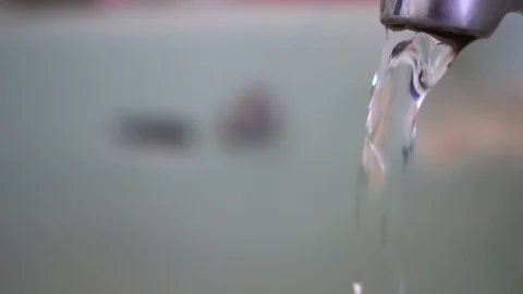 Faucet with water, close up. Stock Footage 100056296