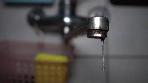 Faucet with water, close up. Stock Footage 100831808