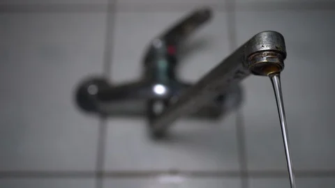 Faucet with water, close up. Stock Footage 100835559