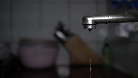 Faucet with water, close up. Video stock 100837358