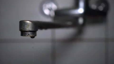 Faucet with water, close up. Stock Footage 100838340