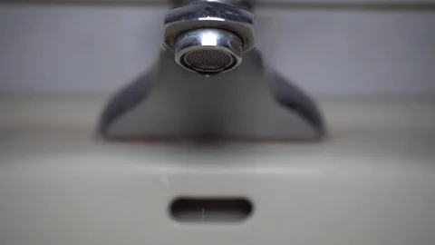 Faucet with water, close up. Video stock 100840638