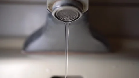 Faucet with water, close up. Video stock 100841484