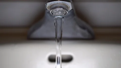 Faucet with water, close up. Stock Footage 100910465