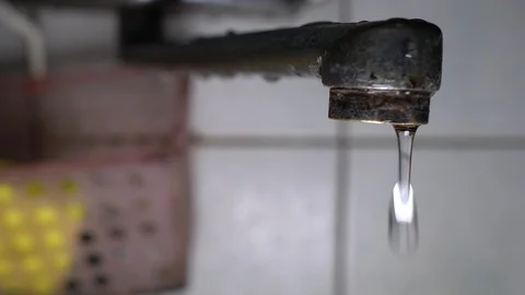 Faucet with water, close up. Video stock 100912616