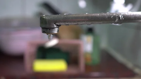 Faucet with water, close up. Stock Footage 100915882