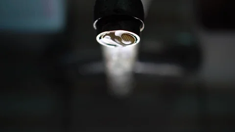 Faucet with water, close up. Stock Footage 100915906
