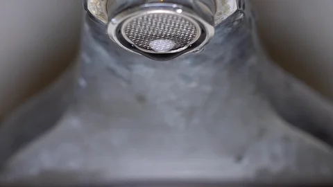 Faucet with water, close up. Stock Footage 105891907