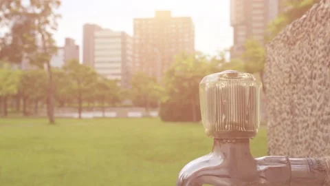 Faucet with water, close up. Stock Footage 143961329