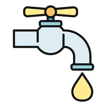 Faucet with water drop leaking saving resource concept Stock Illustration