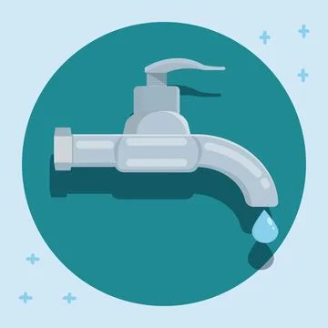 Faucet with Water  drop vector illustration Stock Illustration