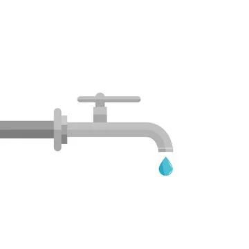 (Faucet) Water tap falling drop of water Stock Illustration