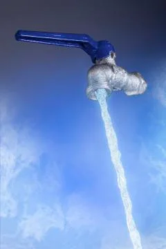 Faucet from which flows a very cold water flow Stock Photos