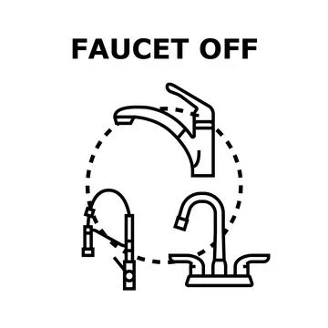 Faucets off saving water conservation concept Stock Illustration