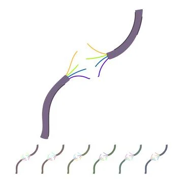 Fault broken cable vector cartoon graphic Stock Illustration