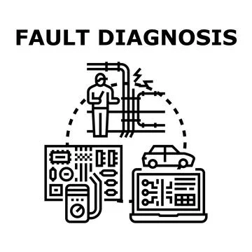 Fault diagnosis process in electronic and engineering systems Stock Illustration