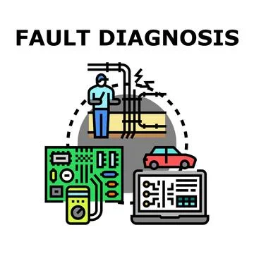 Fault diagnosis process in electronic and engineering systems Stock Illustration