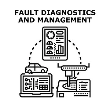 Fault diagnostics and management system analyzing data Stockillustratie