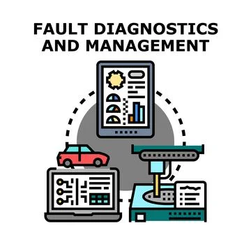 Fault diagnostics and management system analyzing data Stock Illustration