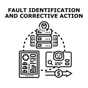 Fault identification and corrective action concept illustration Stock Illustration
