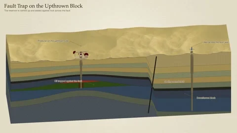 Fault Trap Upthrown Block Sealing Normal Fault Oil Reservoir Block Diagram Stock Footage 344245972