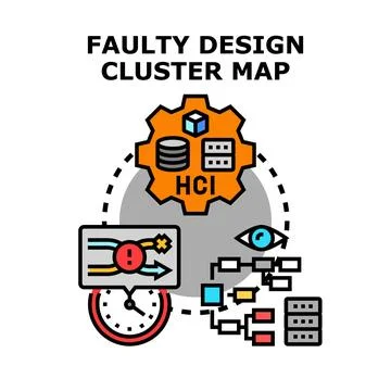 Faulty design cluster map indicating system problem Stock Illustration