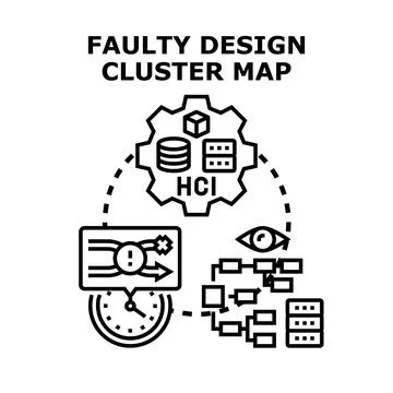 Faulty design cluster map indicating system problem Stock Illustration