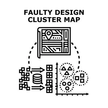 Faulty design cluster map problem analysis イラスト素材