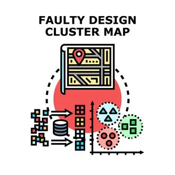 Faulty design cluster map problem analysis Ilustração Stock