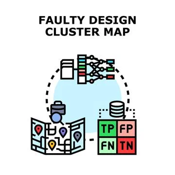 Faulty design cluster mapping with data analysis 스톡 일러스트