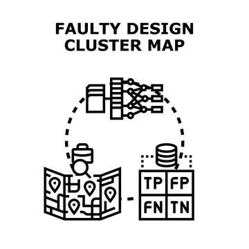 Faulty design cluster mapping with data analysis Stock Illustration