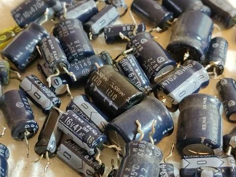 Faulty Electrolytic Capacitors Stock Photos