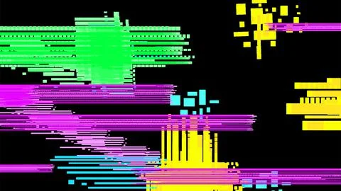Faulty interface with glitches and frozen pink, green, blue pixels. Glitch 스톡 일러스트